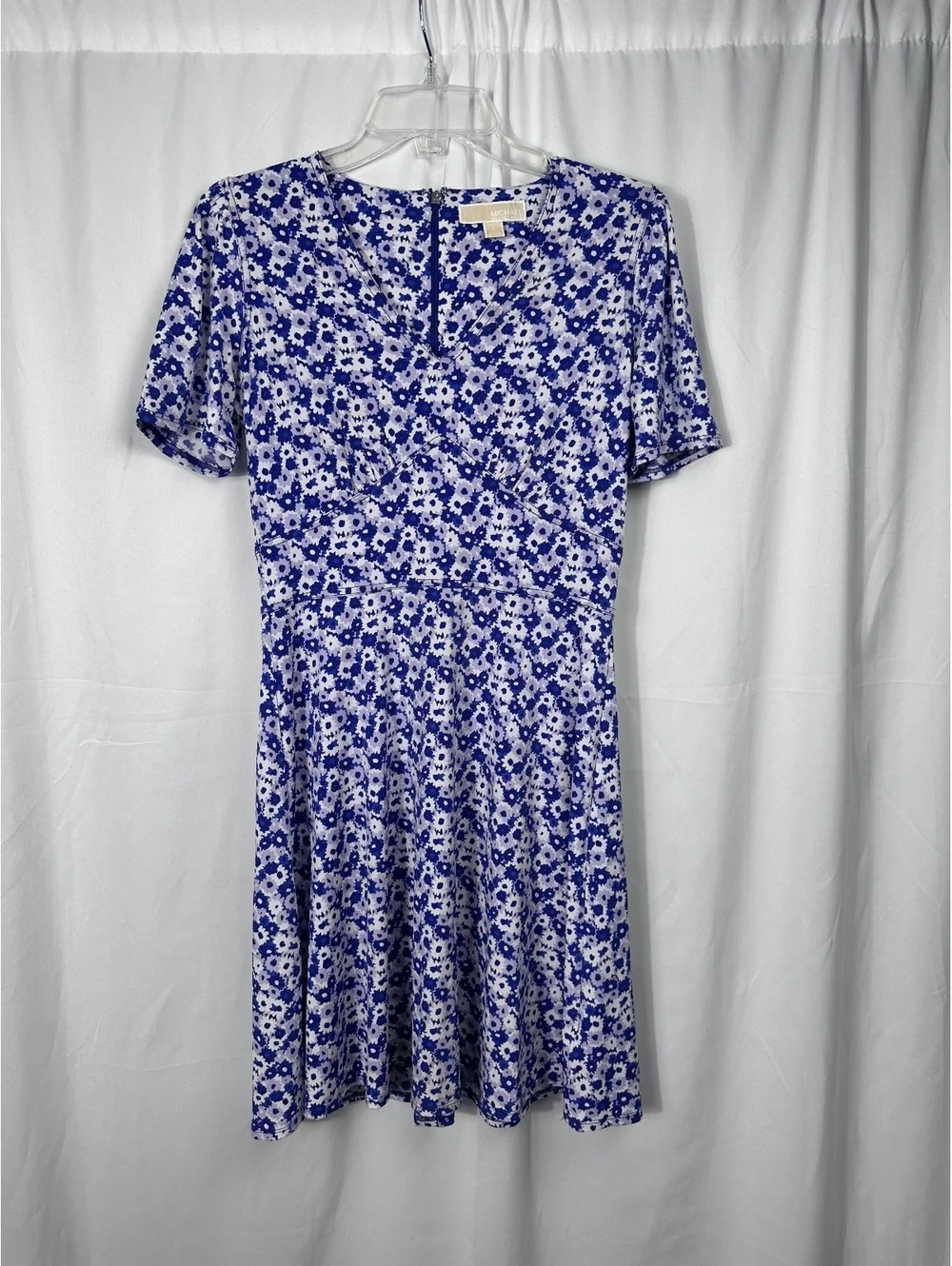 Michael Kors Blue and White Floral Short Sleeve Dress Size S